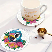 Load image into Gallery viewer, 4Pcs Wooden Animals Shining Drink Coasters DIY Circular Coaster Diamond Dot Kits
