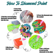 Load image into Gallery viewer, 4Pcs Wooden Animals Shining Drink Coasters DIY Circular Coaster Diamond Dot Kits
