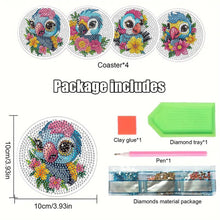 Load image into Gallery viewer, 4Pcs Wooden Animals Shining Drink Coasters DIY Circular Coaster Diamond Dot Kits
