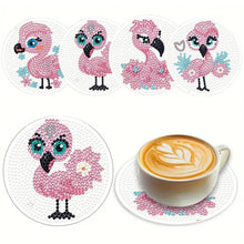 Load image into Gallery viewer, 4Pcs Wooden Animals Shining Drink Coasters DIY Circular Coaster Diamond Dot Kits
