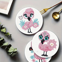 Load image into Gallery viewer, 4Pcs Wooden Animals Shining Drink Coasters DIY Circular Coaster Diamond Dot Kits
