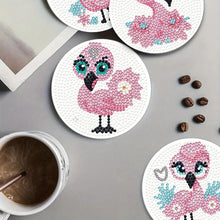 Load image into Gallery viewer, 4Pcs Wooden Animals Shining Drink Coasters DIY Circular Coaster Diamond Dot Kits
