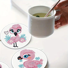 Load image into Gallery viewer, 4Pcs Wooden Animals Shining Drink Coasters DIY Circular Coaster Diamond Dot Kits
