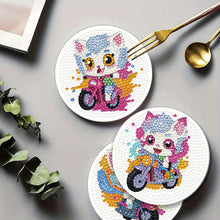 Load image into Gallery viewer, 4Pcs Wooden Animals Shining Drink Coasters DIY Circular Coaster Diamond Dot Kits
