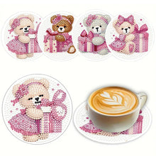 Load image into Gallery viewer, 4Pcs Wooden Animals Shining Drink Coasters DIY Circular Coaster Diamond Dot Kits
