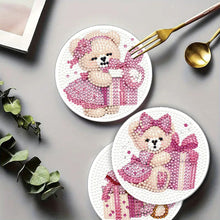 Load image into Gallery viewer, 4Pcs Wooden Animals Shining Drink Coasters DIY Circular Coaster Diamond Dot Kits
