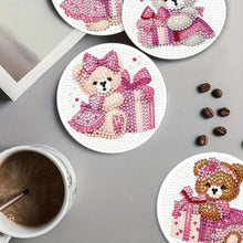 Load image into Gallery viewer, 4Pcs Wooden Animals Shining Drink Coasters DIY Circular Coaster Diamond Dot Kits
