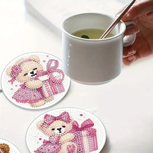 Load image into Gallery viewer, 4Pcs Wooden Animals Shining Drink Coasters DIY Circular Coaster Diamond Dot Kits
