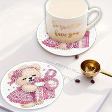Load image into Gallery viewer, 4Pcs Wooden Animals Shining Drink Coasters DIY Circular Coaster Diamond Dot Kits
