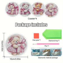 Load image into Gallery viewer, 4Pcs Wooden Animals Shining Drink Coasters DIY Circular Coaster Diamond Dot Kits
