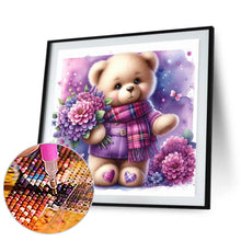 Load image into Gallery viewer, Diamond Painting - Full Round - Bear and purple flower (30*30CM)
