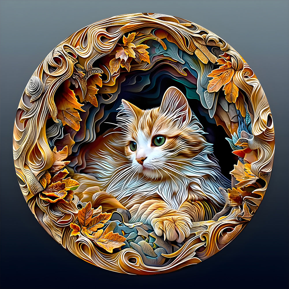 Diamond Painting - Full Round - Paper-carved cats (30*30CM)