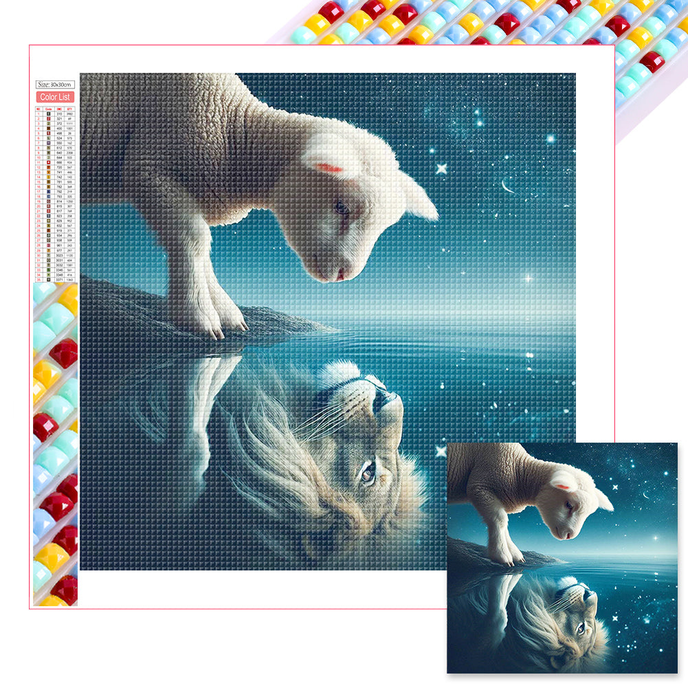 Diamond Painting - Full Square - Lions and sheep (30*30CM)