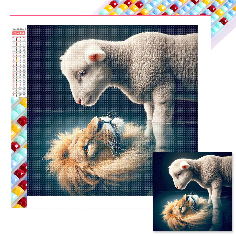 Diamond Painting - Full Square - Lions and sheep (30*30CM)