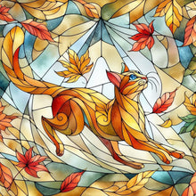 Load image into Gallery viewer, Diamond Painting - Full Round - Glass art - Maple-chasing cat (30*30CM)
