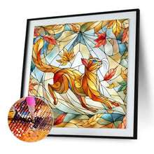 Load image into Gallery viewer, Diamond Painting - Full Round - Glass art - Maple-chasing cat (30*30CM)
