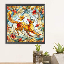 Load image into Gallery viewer, Diamond Painting - Full Round - Glass art - Maple-chasing cat (30*30CM)
