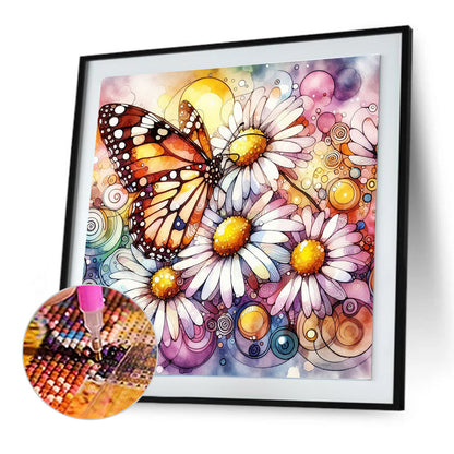Diamond Painting - Full Round - Daisy butterfly (30*30CM)