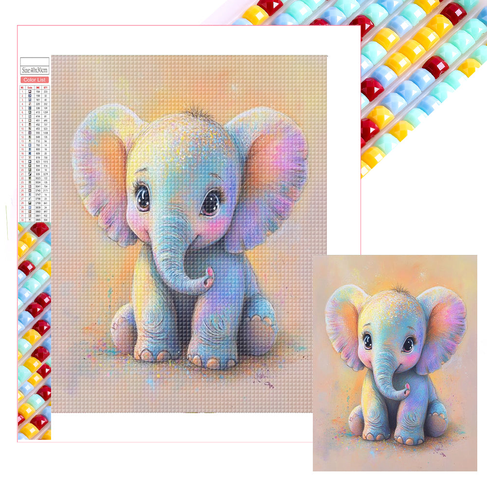 Diamond Painting - Full Square - Colorful elephants (30*40CM)