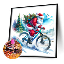 Load image into Gallery viewer, Diamond Painting - Full Round - Santa Claus riding a bike (30*30CM)
