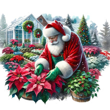 Load image into Gallery viewer, Diamond Painting - Full Round - Santa Claus pruning flowers and plants (30*30CM)

