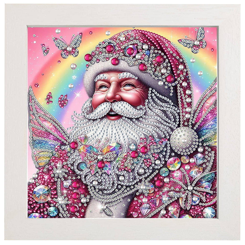 Diamond Painting - Partial Special Shaped - Pink Santa Claus (with framed) (2*19.2CM)