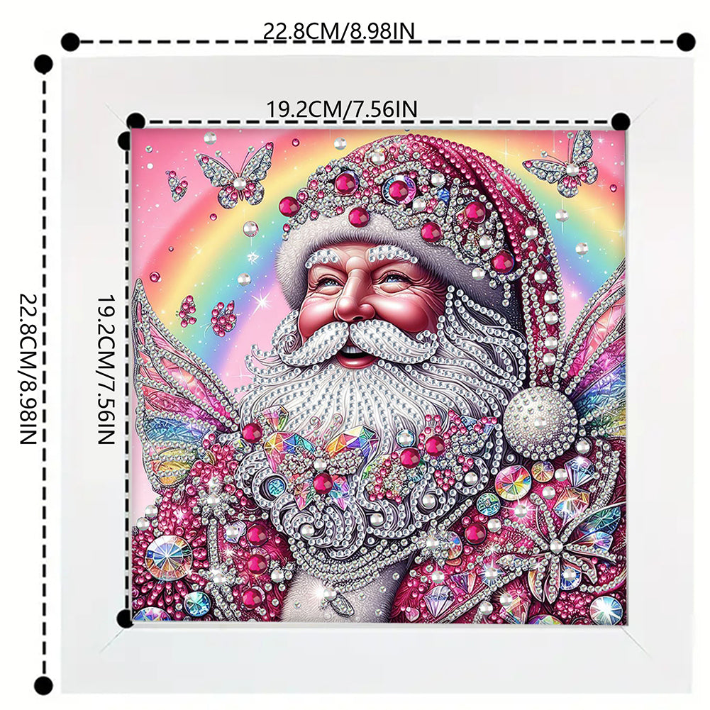 Diamond Painting - Partial Special Shaped - Pink Santa Claus (with framed) (2*19.2CM)