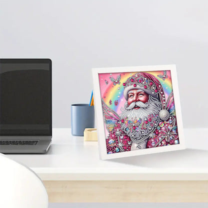 Diamond Painting - Partial Special Shaped - Pink Santa Claus (with framed) (2*19.2CM)