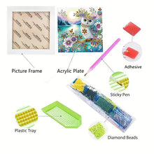 Load image into Gallery viewer, Diamond Painting - Partial Special Shaped - Flower owl (with framed) (2*19.2CM)
