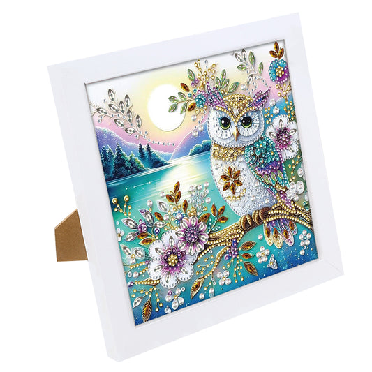 Diamond Painting - Partial Special Shaped - Flower owl (with framed) (2*19.2CM)