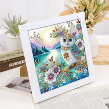 Load image into Gallery viewer, Diamond Painting - Partial Special Shaped - Flower owl (with framed) (2*19.2CM)
