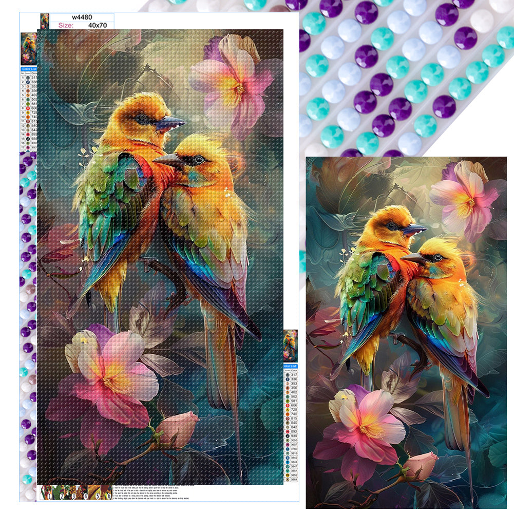 Diamond Painting - Full Round - Snuggling birds (40*70CM)