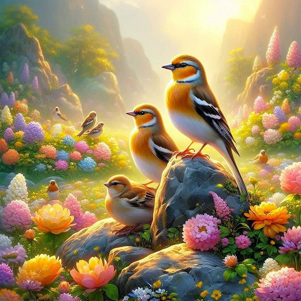 Diamond Painting - Full Round - Flowers and birds (40*40CM)