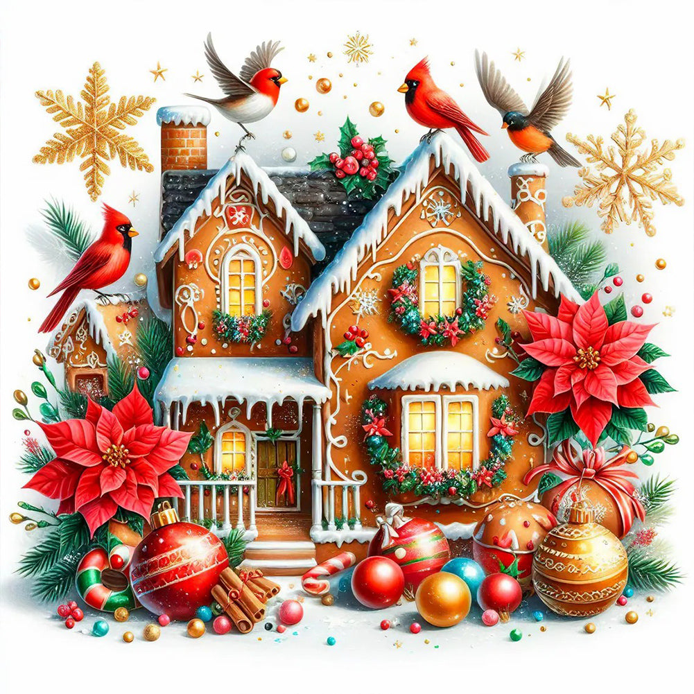 Diamond Painting - Full Round - Christmas cardinal cookie house (40*40CM)