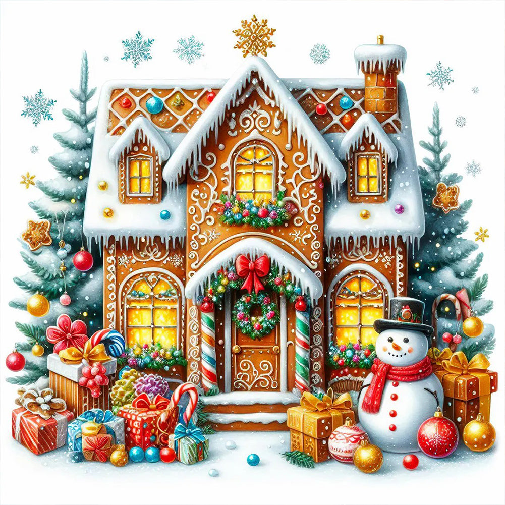 Diamond Painting - Full Round - Christmas snowman cookie house (40*40CM)