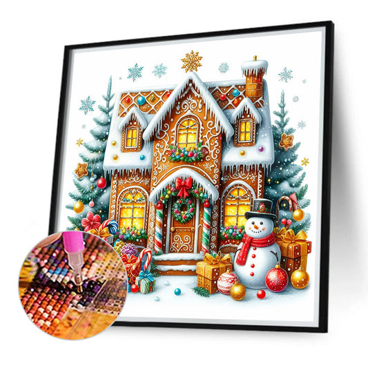 Diamond Painting - Full Round - Christmas snowman cookie house (40*40CM)
