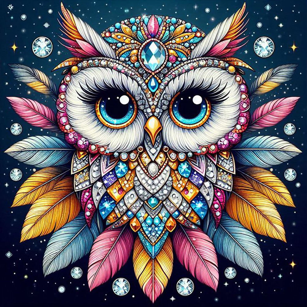 Diamond Painting - Full Round - Shining jewel owl (40*40CM)