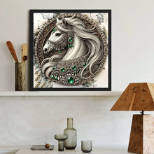 Load image into Gallery viewer, Diamond Painting - Full Round - Gorgeous round white horse (40*40CM)
