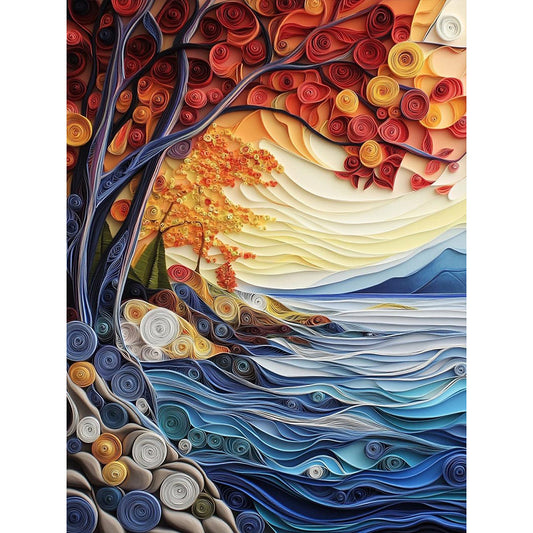 Diamond Painting - Full Round - Paper quilling landscape (30*40CM)
