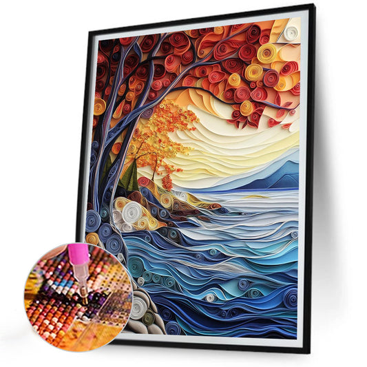 Diamond Painting - Full Round - Paper quilling landscape (30*40CM)