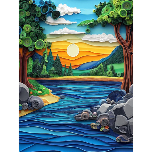 Diamond Painting - Full Round - Paper quilling landscape (30*40CM)