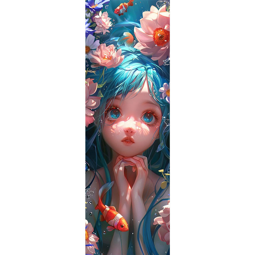 Diamond Painting - Full Round - Clownfish and blue-haired girl (30*90CM)