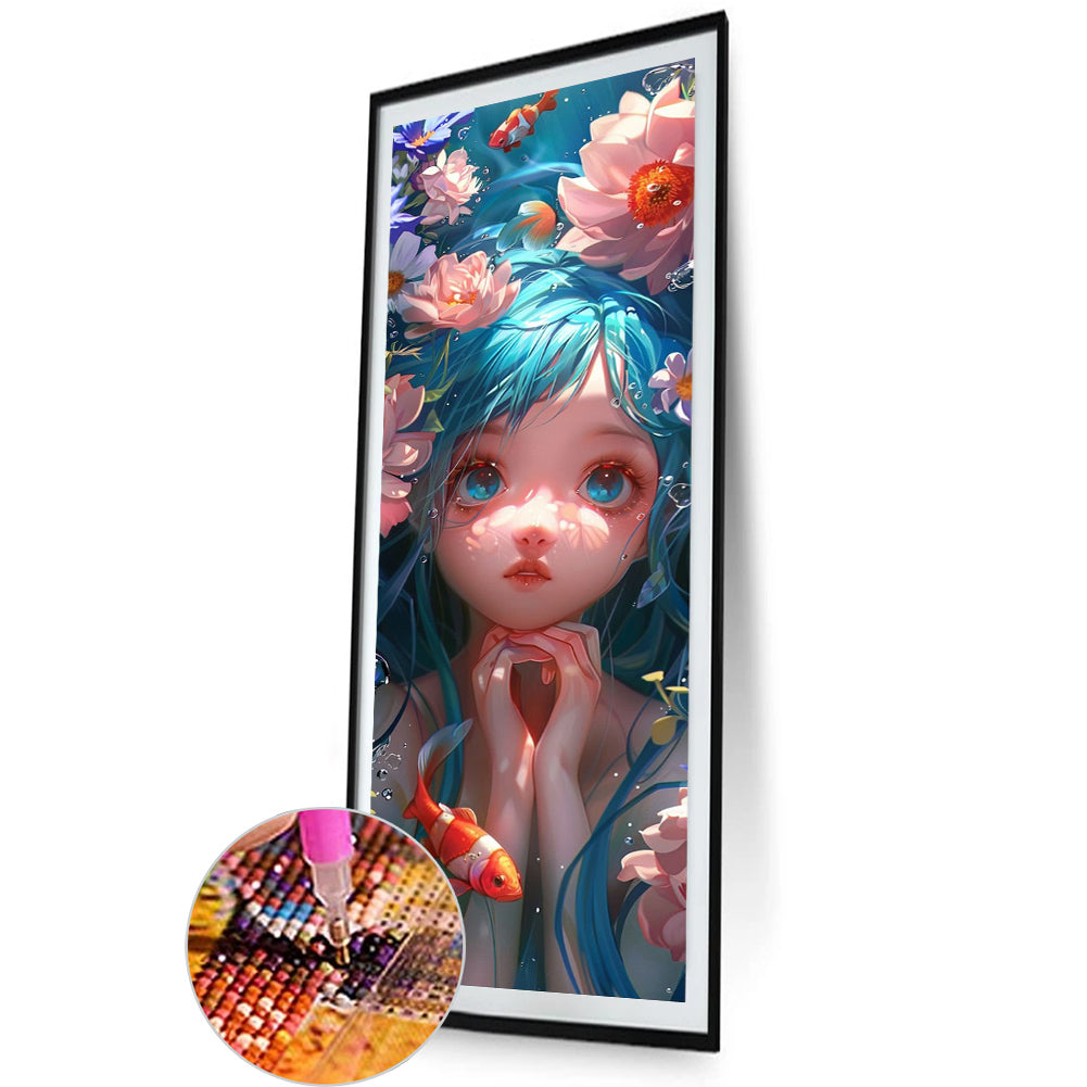 Diamond Painting - Full Round - Clownfish and blue-haired girl (30*90CM)