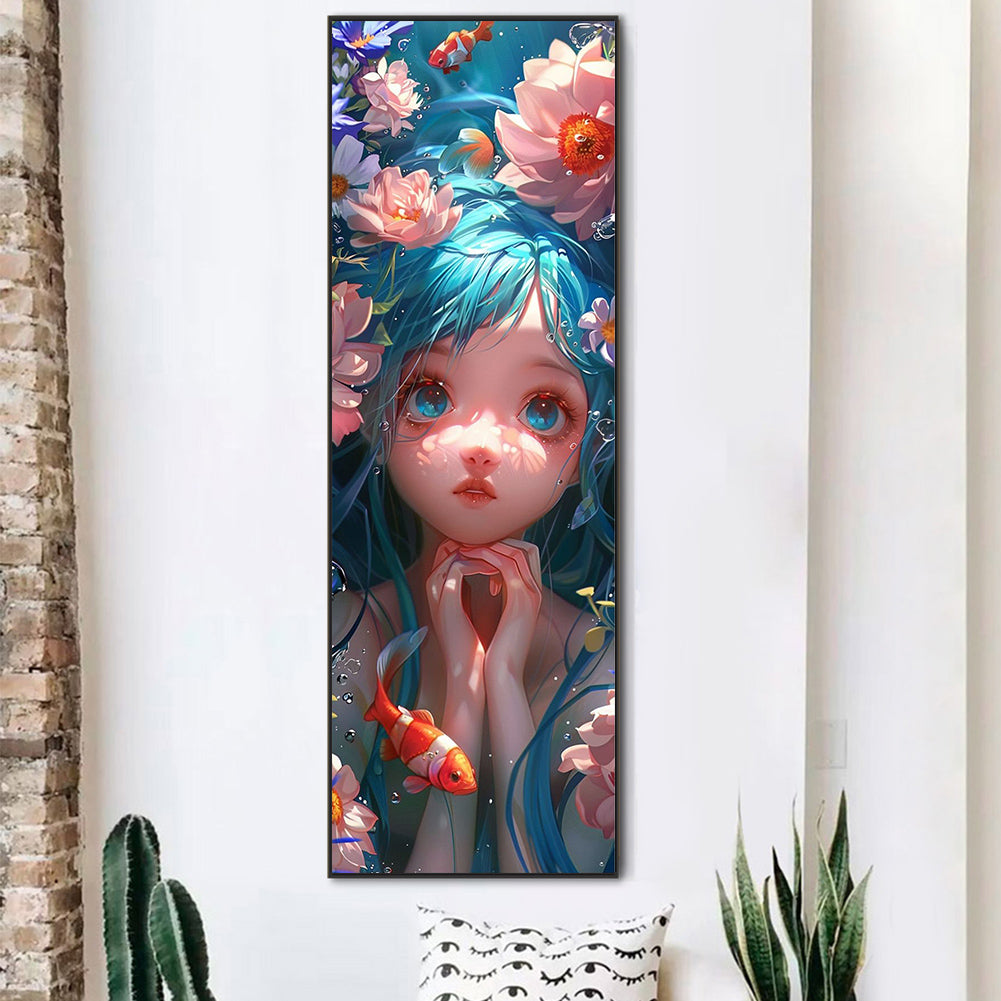 Diamond Painting - Full Round - Clownfish and blue-haired girl (30*90CM)