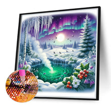 Load image into Gallery viewer, Diamond Painting - Full Round - Winter hot spring and aurora (40*40CM)
