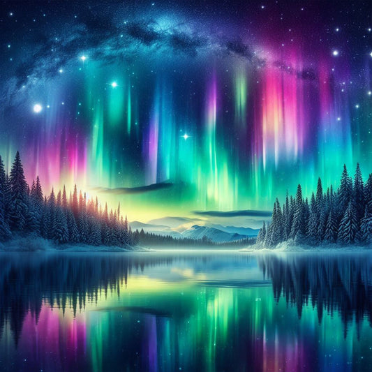 Diamond Painting - Full Round - Aurora landscape (40*40CM)