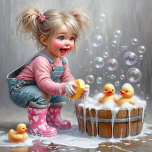 Load image into Gallery viewer, Diamond Painting - Full Round - Cute little girl (40*40CM)
