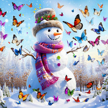 Load image into Gallery viewer, Diamond Painting - Full Round - Butterfly snowman (30*30CM)
