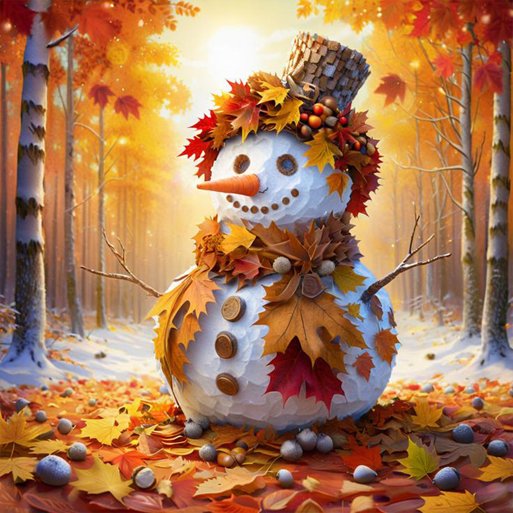 Diamond Painting - Full Round - Maple leaf snowman (30*30CM)
