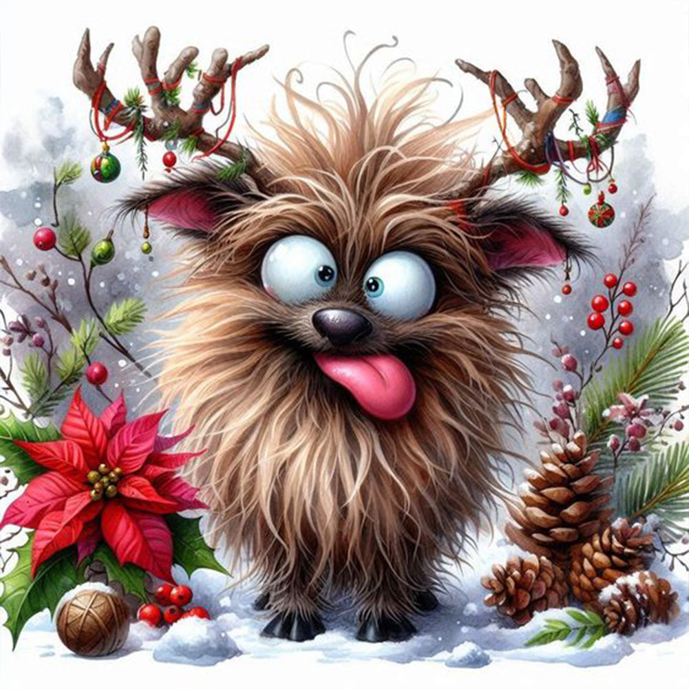Diamond Painting - Full Round - Christmas funny deer (30*30CM)